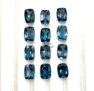 พลอยโทแพซสีน้ำเงินลอนดอนขนาด 7x9 มม. รูปทรงคุชชั่น แบบเจียระไนธรรมชาติ สำหรับทำเครื่องประดับ ราคาขายส่งจากอินเดีย - Product Image 5