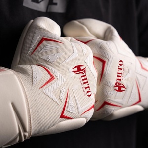 Custom Design White and Red Breathaprene Soccer Goalkeeper <b>Glove</b> with 4mm German Latex Medius Cut Flat Palm Goalkeeper <b>Gloves</b> - Product Image 5