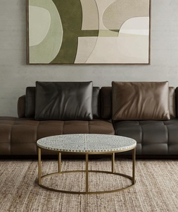 Tabouret d'appoint moderne de luxe éco-responsable en os incrusté fait main pour la décoration intérieure, provenant d'Inde, F S International - Product Image 2