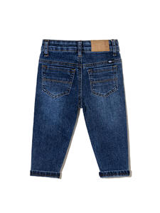 Jeans de Mezclilla Elásticos para Niños, Personalizables, Blancos Desgastados, Corte Ajustado, Cintura Elástica, Cinco Bolsillos Clásicos, para Primavera/Otoño - Product Image 2