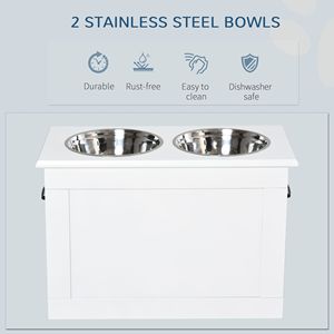 Stazione di Alimentazione Rialzata Bianca Eco-Friendly per Animali Domestici con Funzione Automatica, Ciotole Impermeabili in Legno e Acciaio Inossidabile per Cani di Taglia Grande - Product Image 5