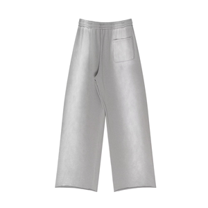 Pantalon de survêtement évasé pour homme en coton molletonné épais, coupe ample et droite, effet délavé soleil, écologique et respirant - Product Image 2