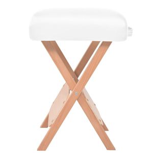 Tabouret de massage pliable en PVC blanc avec lit compact en bois massif et design pliable pratique - Product Image 2