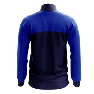 INDEX Men's Sporty <b>Racer</b> <b>Jacket</b> Blue Red Color Blocking Zipper Closure Breathable Polyester Autumn Wear - Product Image 2