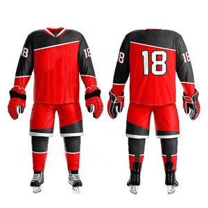 Conjunto de Uniforme de Hockey sobre Hielo de Poliéster Ligero con Malla, Cuello en V, Corte Atlético, Diseño Personalizado con Nombre de Equipo, Superventas para Jugadores de Hockey - Product Image 3