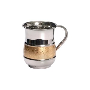 Copa de Lavado Ritual Hebrea Clásica Plateada con Grabado, Recipiente Tradicional Sagrado para la Limpieza de Manos - Product Image 2