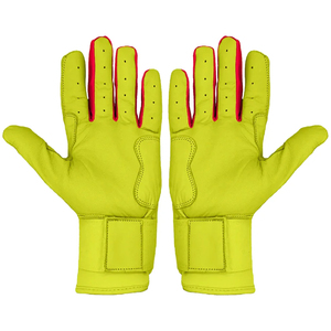 High Visibility Neon Yellow Red Leather Batting Gloves Pro Grip Shockproof Youth Adult Custom Softball Baseball Gloves - Product Image 3