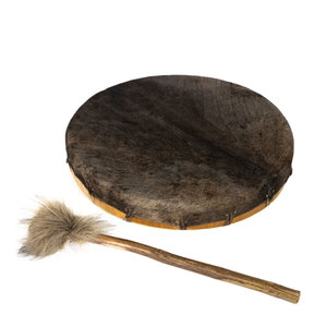 Tambour chamanique traditionnel fait main en peau d'animal, tambour sacré pour la méditation, le yoga et la guérison énergétique - Product Image 1