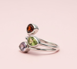 Classic Women's <b>Ring</b> with Lab Created Peridot <b>Garnet</b> and Amethyst Cocktail <b>Ring</b> - Product Image 1