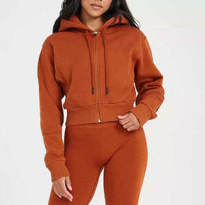 Hoodie court léger pour femme avec logo personnalisé, style streetwear, respirant, épaules tombantes, fermeture éclair intégrale - Product Image 6