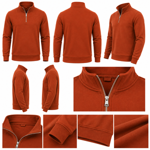 WARPRO INDUSTRY Mens 1/4 Zipper Knit Pullover Sweater Stand Collar Long Sleeve Regular <b>Fit</b> Minimalist Solid Color Casual - Product Image 3