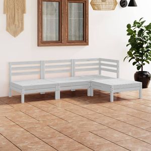 Conjunto de Muebles de Jardín Modulares Medianos de Madera de Pino Sólido Blanco - Product Image 1