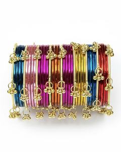 Juego de brazaletes Jhumki Kashmiri dorados multicolor de moda, los más vendidos, para bodas y fiestas, precio mayorista premium - Product Image 1