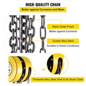 Paranco a Catena Industriale con Sollevamento di 4,5m/15ft, Capacità 2200 Libbre/1 Tonnellata, Blocco a Catena Manuale per Altezza di Sollevamento di 6m - Product Image 4