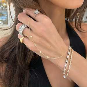 Diamond Hand Chain <b>Bracelet</b> Bezel Set Round Cut Lab Grown Lobster Clasp 10K 14K 18K <b>Solid</b> Gold Modern Fine Jewelry Factory Price - Product Image 6