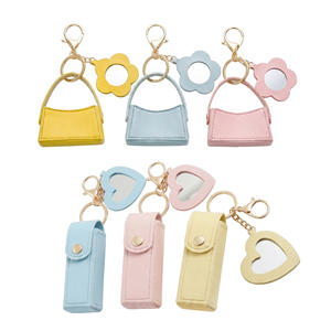 Llavero de Moda con Colgante de Flor de Cuero PU y Espejo, Color Personalizado, Amuleto de Alta Calidad para Bolsos de Mujer - Product Image 1