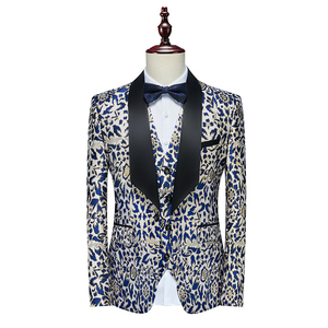 Costume de smoking pour homme grande taille, style britannique, à double boutonnage, motif léopard floral, deux pièces, avec pantalon décontracté à braguette zippée, personnalisable, pour bal et soirée - Product Image 4
