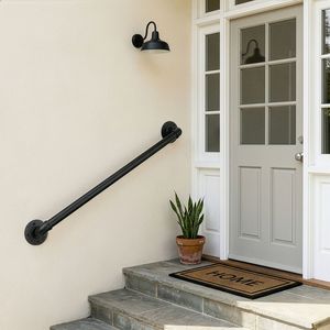 Ringhiera per scale da cortile in ferro da 3FT, nera, ecologica, sicura, in acciaio, per uso in cucina, soggiorno, scuola, bagno, alluminio quadrato - Product Image 4