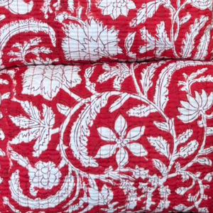 Luxury Indian Artisanal Sustainable Cotton Cosmetic Bag Set Jaipur Hand Block Printed Quilted Travel Organizer floral design - Product Image 4