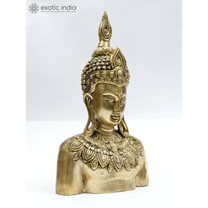 รูปปั้นทองเหลืองรูปปั้นพระพุทธเจ้าขนาด16นิ้วรูปปั้นหรูหราสำหรับตกแต่งบ้านและวิหารผลิตในอินเดีย - Product Image 4