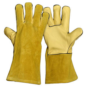 Gants de soudage marron de haute qualité en cuir de vache fendu doublure complète gants de résistance à la chaleur gants de soudage à l'arc Mig paume renforcée - Product Image 6
