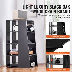 Stand Audio-Video in legno a 5 livelli per lettori DVD/decoder via cavo/console di gioco supporto regolabile in altezza - Product Image 3