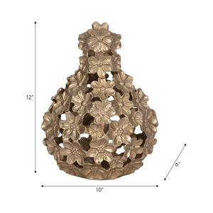 Urne décorative florale dorée ajourée de style nordique, vase à fleurs en treillis ouvert, vases d'appoint en métal, pour l'aménagement intérieur haut de gamme et l'hôtellerie - Product Image 4