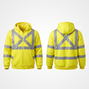 เสื้อแจ็คเก็ตลำลองผ้าแคนวาสโพลีเอสเตอร์/คอตตอนพรีเมียม 180 กรัม สำหรับผู้ชาย แขนสั้น สีเหลืองสะท้อนแสงสีเงิน พร้อมกระดุม - Product Image 1