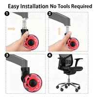 Roulettes pivotantes pour chaise de bureau, 5 pièces, 2 pouces, roues en PP, conception silencieuse, capacité de charge de 50kg, roulettes modernes polyvalentes pour meubles