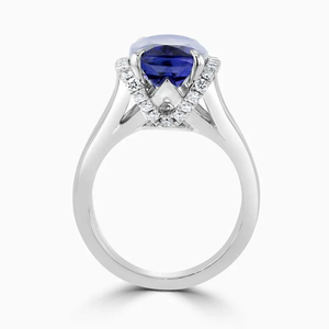 Bague de soirée unisexe de luxe en or blanc 18 carats avec diamant de laboratoire taille coussin allongé - Product Image 2