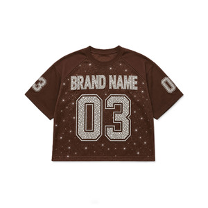 Hip Hop Jersey Custom Rhinestone Mesh American Football Jersey Oversized Streetwear 100% <b>Polyester</b> Team Uniform OEM Bulk <b>Tshirt</b> - Product Image 3