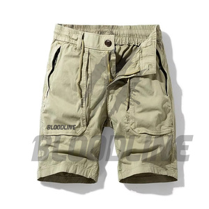 Pantalones Cortos Bermuda para Hombre BLOODLINE, Diseño Sólido en PU, Cintura Elástica Media, Estilo Casual con Bolsillos, 220g, Tela No Tejida - Product Image 1