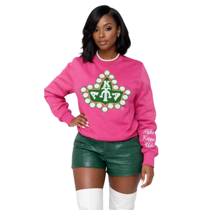 Sweat-shirt d'hiver pour femme en molleton Ivy, écologique, à séchage rapide, respirant, avec lettres grecques brodées, col rond de qualité supérieure - Product Image 1