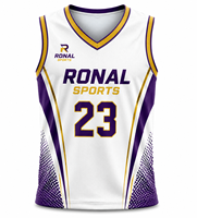 Jersey Basket Pria Logo Kustom Seragam Tim Ringan Menyerap Keringat Bahan Poliester Kaos Olahraga Grosir Pabrik