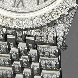 Montre de luxe pour homme en acier inoxydable avec diamants Moissanite et quartz, cadran 20 mm, chiffres arabes, verre, style mode et affaires - Product Image 4