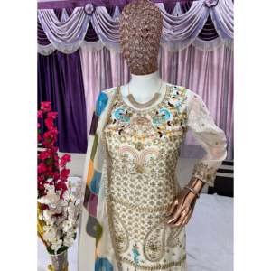 Designer <b>Silk</b> Salwar Kameez-Beautiful Top-Bottom and Dupatta for Party Wear - Product Image 6