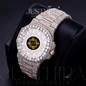 Reloj de Lujo JH con Diamantes, Caja Redonda de 42 mm, Cristal de Zafiro, Cuarzo Analógico, Reloj para Hombre, Correa de Acero Inoxidable, Cierre Desplegable - Product Image 3