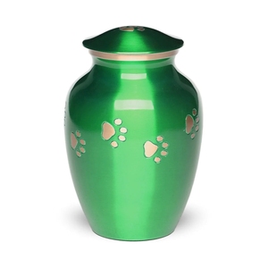 Urna para Cenizas de Mascotas de Latón Macizo con Esmalte Blanco Perla y Huellas Grabadas, Contenedor para Cenizas de Perros y Gatos - Product Image 4