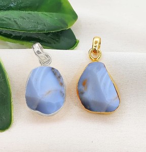 Raw Blue <b>Opal</b> Gold Plated Collet Gemstone Pendant Charm – Wholesale DIY <b>Necklace</b> Jewelry Supplies Wholesale - Product Image 1