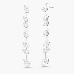 Pear Cut Lab Grown Diamond <b>Dangle</b> <b>Earrings</b> Bezel Set Push Back 14k Solid Gold Long Layering Elegant Statement Minimalist Jewelry - Product Image 4