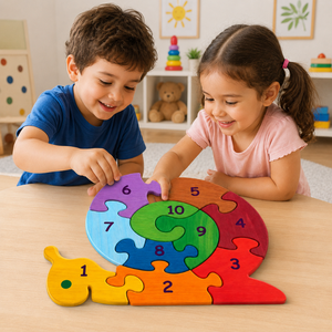 Rompecabezas de Madera con Números en Forma de Caracol para Niños |   Juguete Educativo Montessori para el Aprendizaje Temprano y la Coordinación Mano-Ojo - Product Image 3