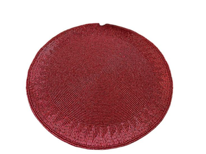 Napperon carré de luxe fait main brodé de perles de rocaille en verre pour femmes et filles d'Inde - Product Image 5