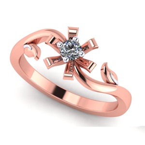 Anillo Daisy Star de Oro Rosa con Diamante, Anillo Solitario Floral de Oro Rosa de 10K con Diamante de Corte Brillante Redondo de 0.10 CT - Product Image 1