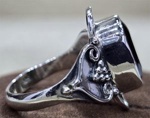 แหวนเงินแท้ทันสมัย925ดีไซน์เนอร์แหวนวงรีสีดำทำด้วยมือเครื่องประดับชั้นดีสำหรับงานแต่งงาน - Product Image 4