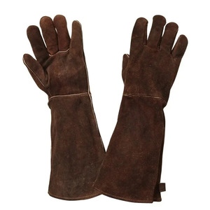 Gants de travail en cuir résistants à la chaleur, 14 pouces, manchette droite, finition lisse, protection anti-chaleur, gants de sécurité - Product Image 1