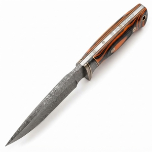 Couteau de chasse artisanal en acier Damas avec manche en bois, idéal pour la survie en extérieur, lame en acier forgé à la main de qualité supérieure pour le bushcraft - Product Image 5
