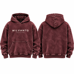 <b>Navy</b> Premium Vintage Acid Wash Pull Over Kangaroo Pocket 100% Cotton <b>Fleece</b> 450 GSM Custom Print Premium <b>Men's</b> Hoodie - Product Image 3