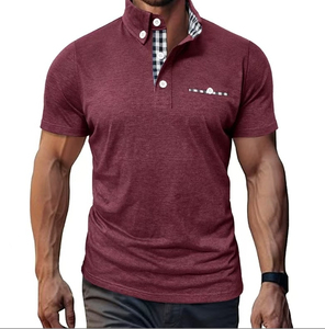 Chemise décontractée pour homme en coton tissé uni à manches courtes et tissu doux - Product Image 5