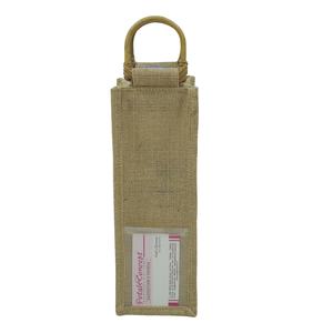 Bolsa de Yute Reutilizable para Regalo de Vino y Cerveza, con Bolsillo Transparente, para Una Botella, Personalizable - Product Image 1
