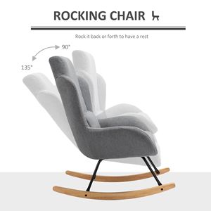 Poltrona a Dondolo Moderna con Imbottitura Spessa, Telaio in Metallo, Base in Legno, Cuscino Lombare Rimovibile, Poltrona in Tessuto per Soggiorno - Product Image 3